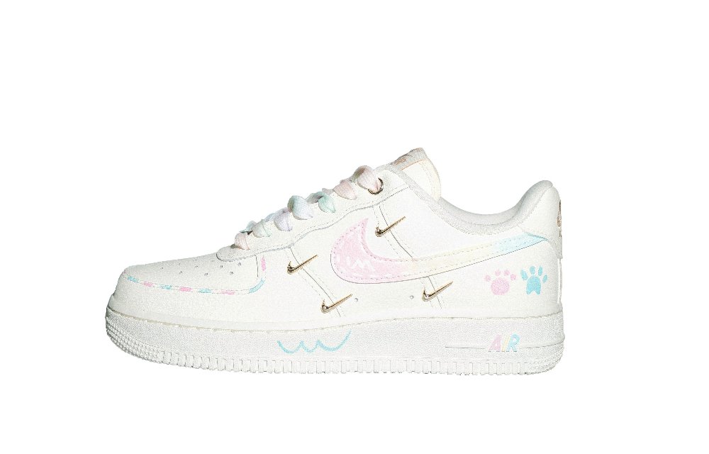 Nike Air Force 1 Abrasion Resistant Low Top Skateboard Shoes Women's White Pink