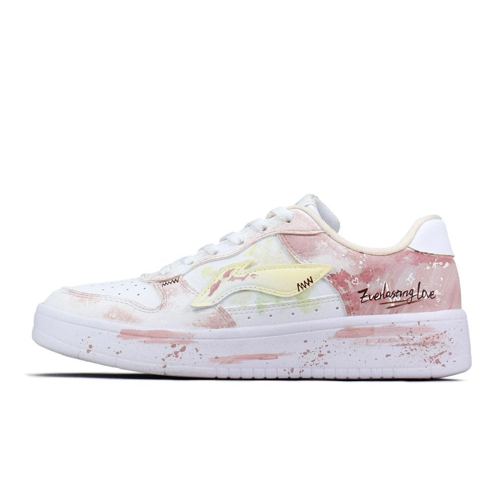 LiNing Pontoon Boats Abrasion Resistant Breathable Height Increasing Low Top Skateboard Shoes Women's Pink