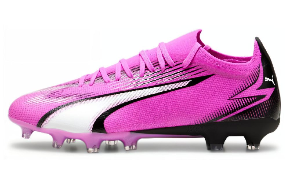PUMA Ultra Match AG Short Rubber Studs FG Long Rubber Studs Soccer Shoes Unisex Pink White