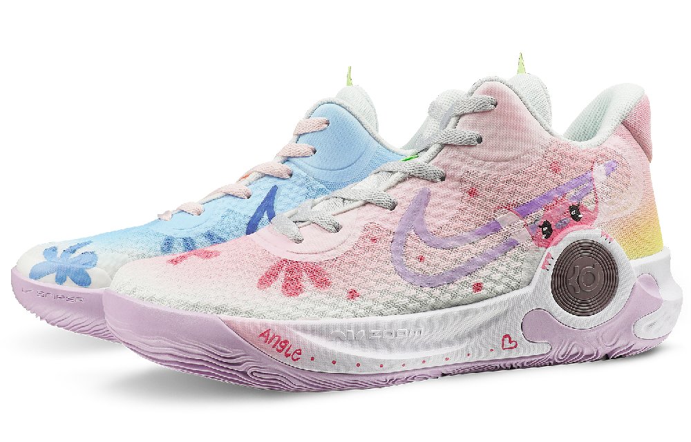 Nike KD Trey 5 IX Cushioned Wear-Resistant Impact-Resistant Mid-Top Vintage Basketball Shoes Unisex Pink Blue