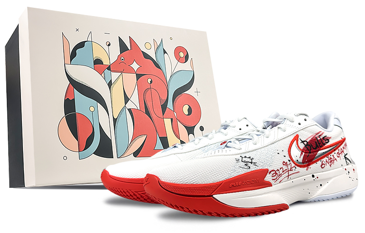 Nike Air Zoom G.T. Cut Academy Cushioning Anti-Slip And Wear-Resistant Low-Top Basketball Shoes Unisex White Red