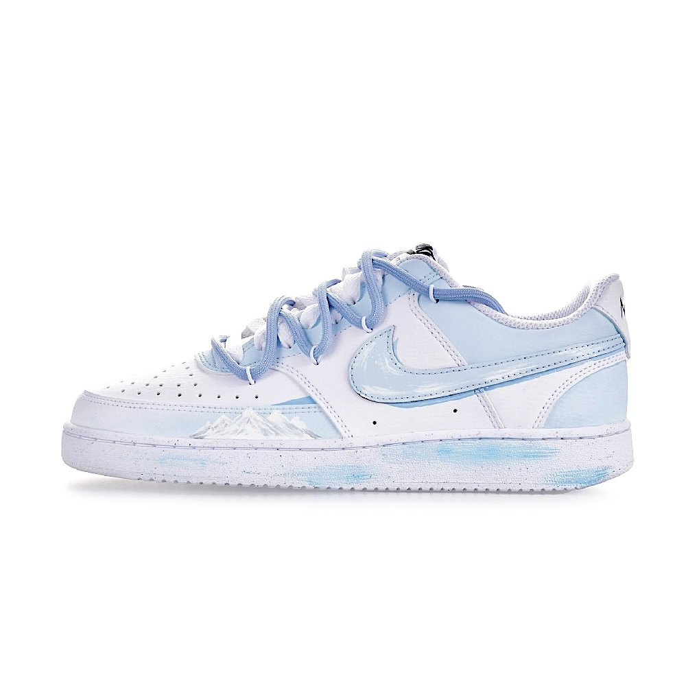 Nike Court Vision 1 Ice Blue Snowfield Hey!u! Anti-Slip Wear-Resistant Low-Top Skateboard Shoes Men's White Blue
