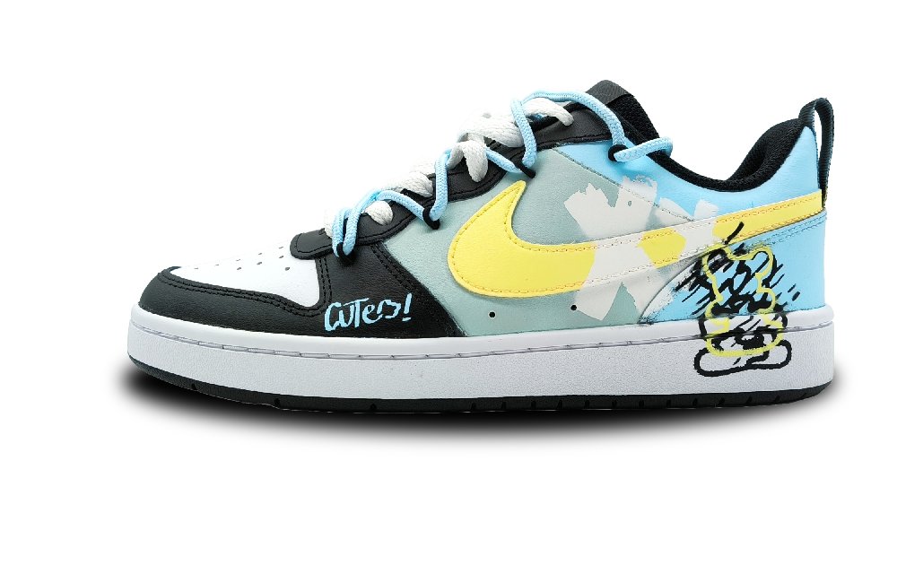 Nike Court Borough 2 Low-Top Skateboard Shoes GS Blue Green