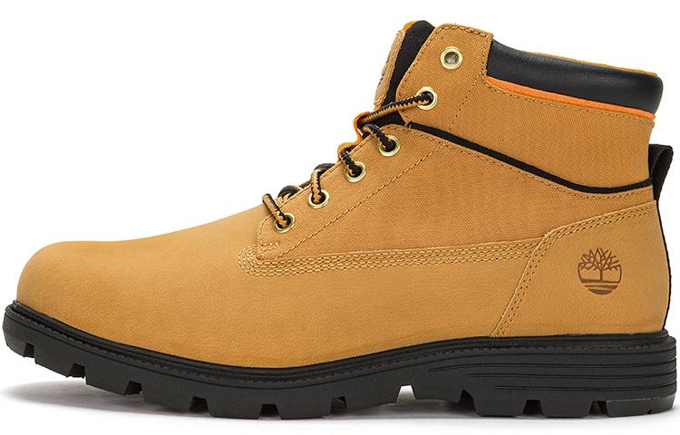 Timberland Anti-Slip Wear-Resistant High-Top Outdoor Shoes Men's Brown Yellow