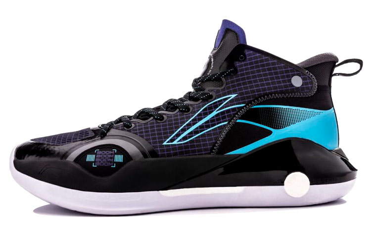 LiNing YuShuai 15 䨻 Cushioning Anti-Slip Wear-Resistant Coverage Support Rebound Mid-Top Basketball Shoes Black Blue