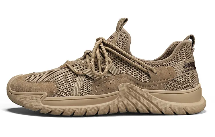 Jeep Abrasion Resistant, Breathable, Lightweight Low Top Running Shoes Men's Khaki