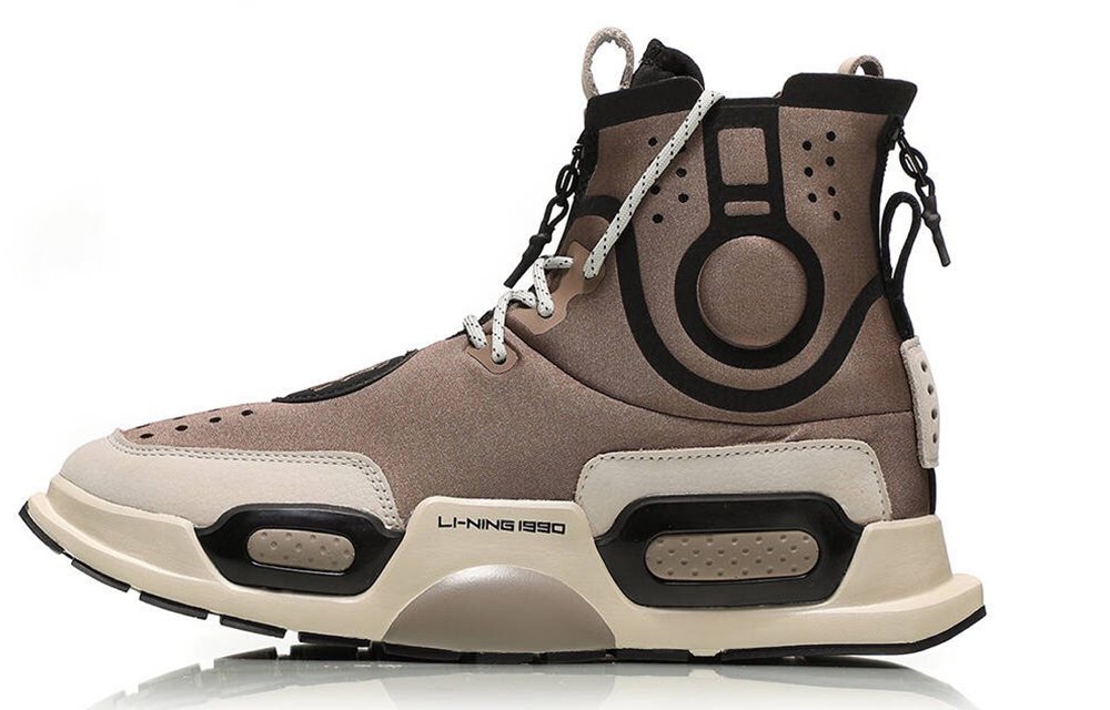 LiNing Rekindled Cushioning Anti-Slip And Wear-Resistant High-Top Vintage Basketball Shoes Men's Brown