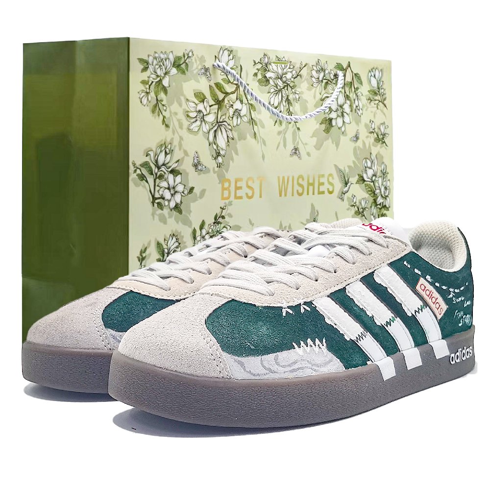 Adidas VL COURT 2.0 Abrasion Resistant Low Top Skateboard Shoes Unisex Gray Green
