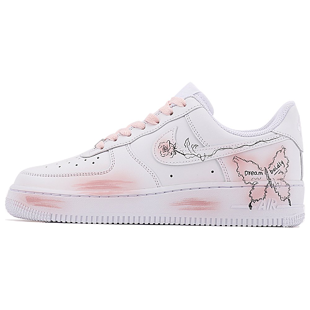 Nike Air Force 1 Slip-Resistant Cushioning Wear-Resistant Low-Top Skateboard Shoes Women's White Pink
