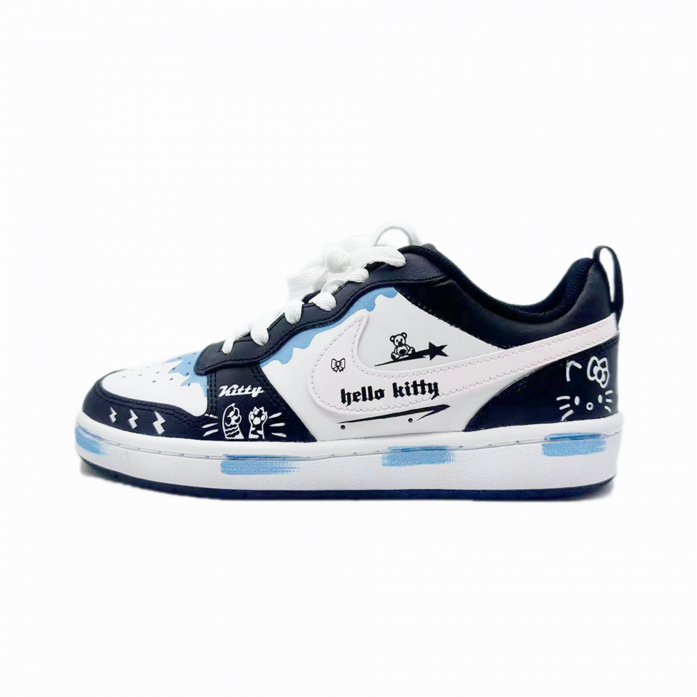 Nike Court Borough 2 Low-Top Skateboard Shoes GS Black White