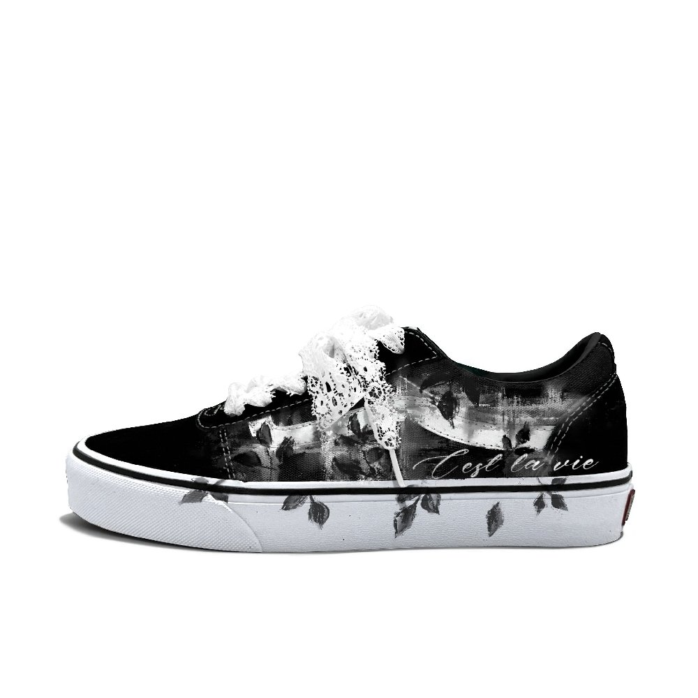 Vans Ward Abrasion Resistant Low Top Skateboard Shoes Men's Black White