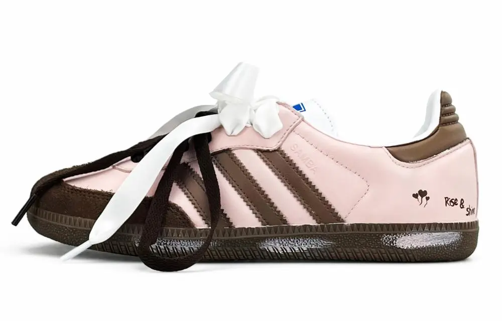 Adidas Originals SAMBA OG Wear resistant And Lightweight Low top German Army Trainers Women's Pink Brown