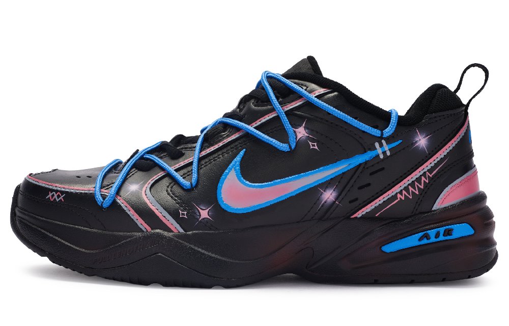 Nike Air Monarch 4 Slip-Resistant Low-Top Chunky Sneakers Unisex Black Pink Blue