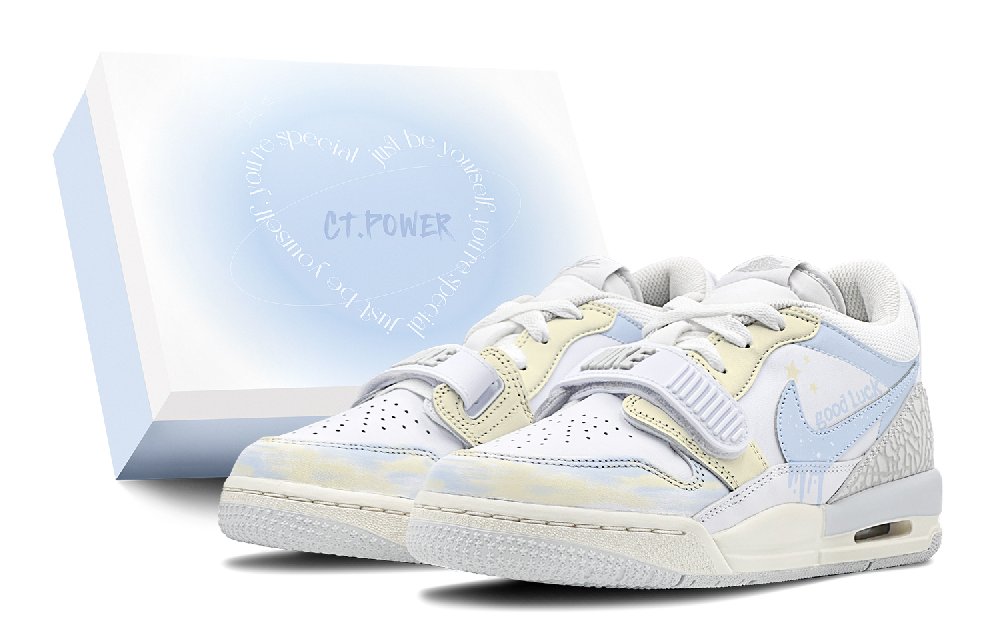 JORDAN Legacy 312 Vintage Basketball Shoes Women's Low Top Blue/Yellow