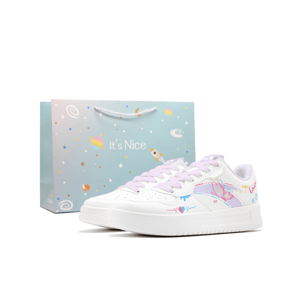 Anta Relaxed Wear resistant And Lightweight Low Top Skateboard Shoes Women's White Purple