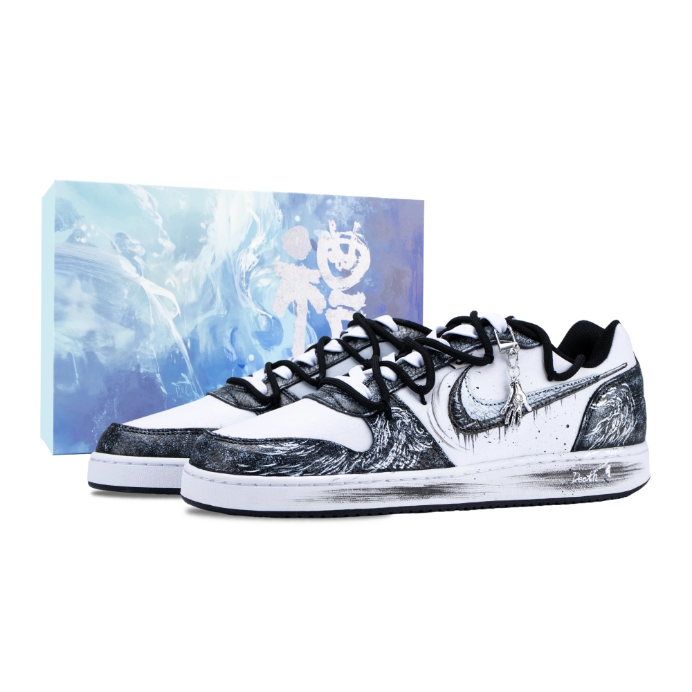Nike EBERNON Death Scythe Slip Resistant Abrasion Resistant Low top Skateboard Shoes Men's Black White