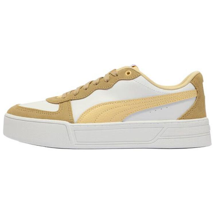 PUMA Skye Slip-Resistant Low-Top Skateboard Shoes Women's Brown Yellow White