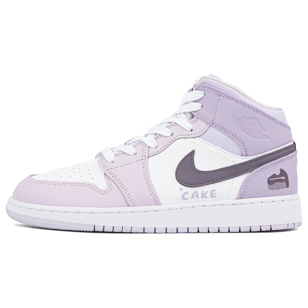 Jordan Air Jordan 1 Mid-Top Vintage Basketball Shoes GS White Purple