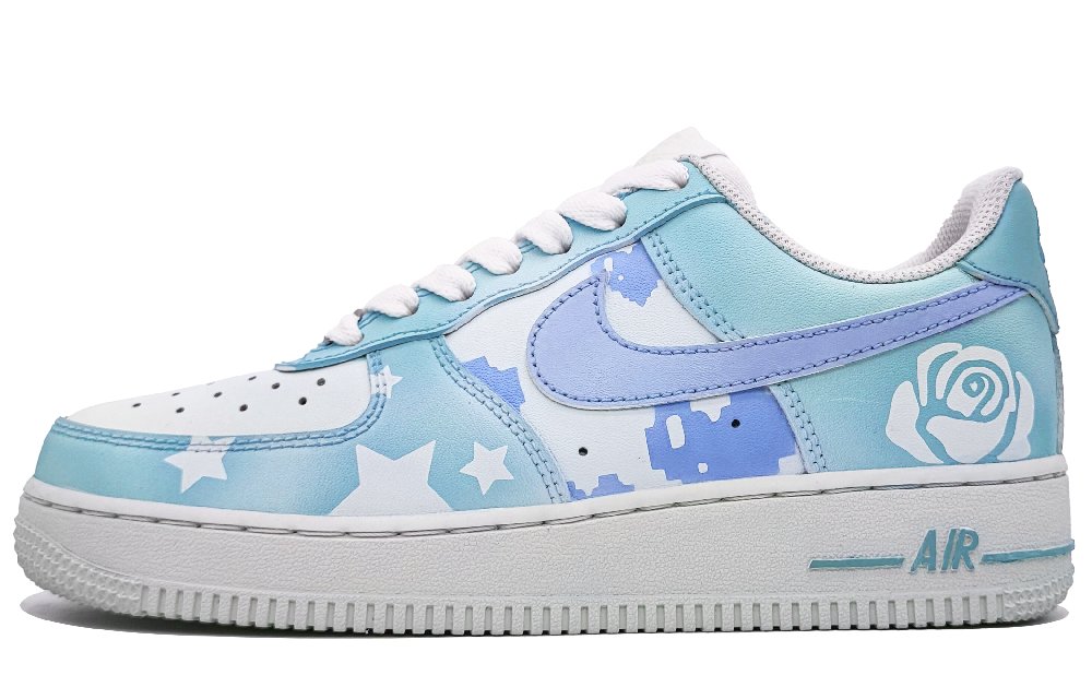 Nike Air Force 1 Anti-Slip Wear-Resistant Low-Top Skateboard Shoes Unisex Hydrangea Blue