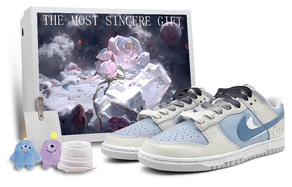 Nike Dunk Low-Top Skateboard Shoes GS Blue Gray