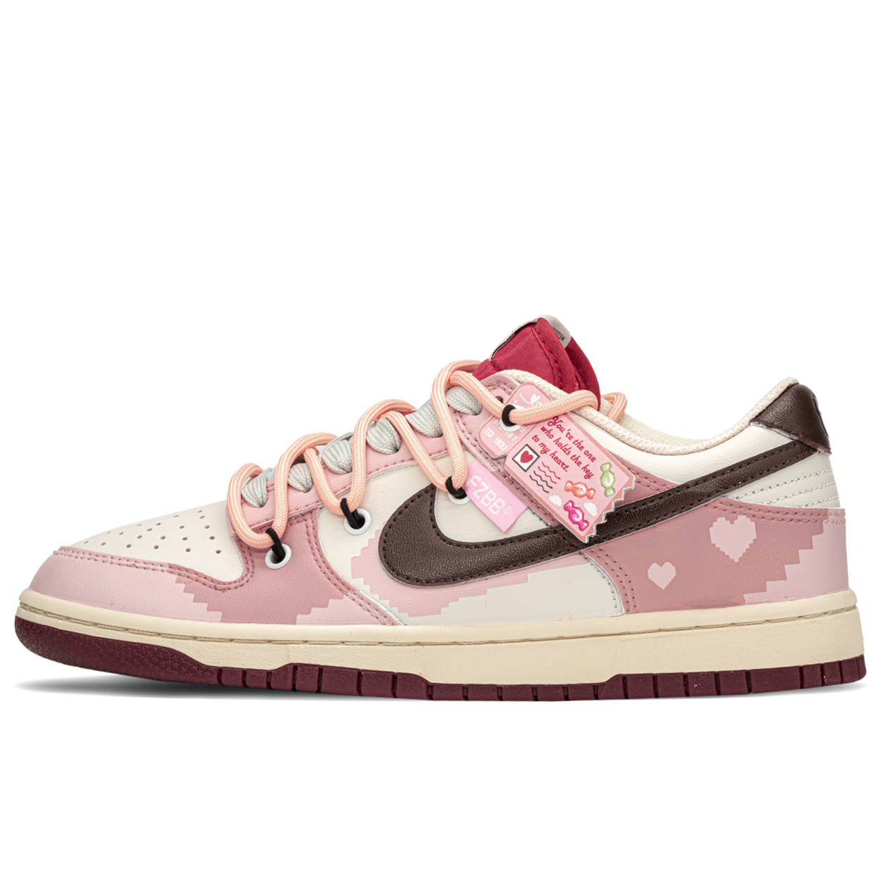 Nike Dunk Slip Resistant Abrasion Resistant Low top Skateboard Shoes Women's Pink Beige