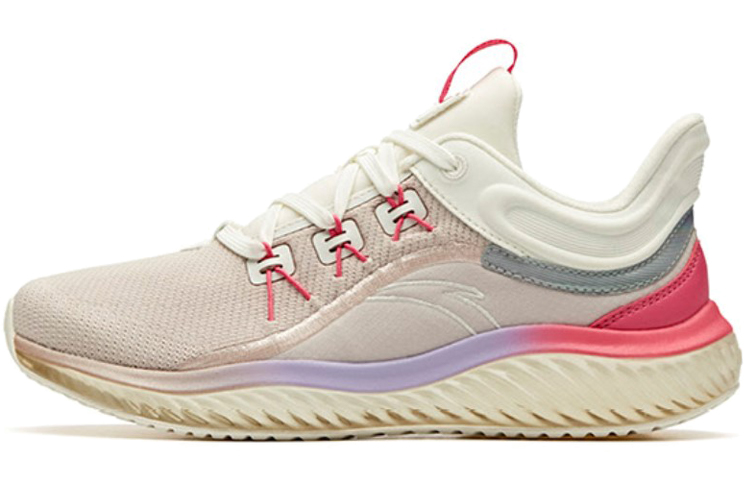 Anta Cushioned Slip-Resistant Breathable Low-Top Running Shoes Women's Gray White Purple