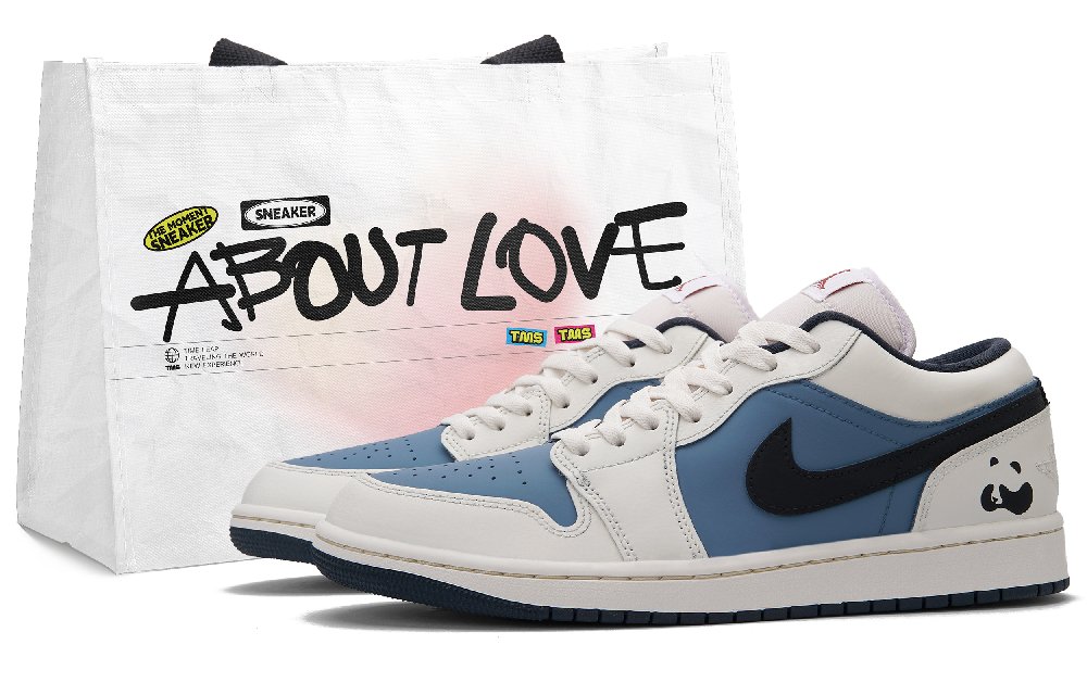 Jordan Air Jordan 1 Panda Sea Salt Bubble Low Top Basketball Shoes Men's Blue White