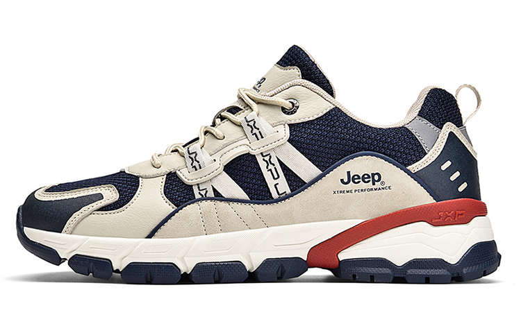 Jeep Low Top Casual Shoes Unisex Beige Dark Blue