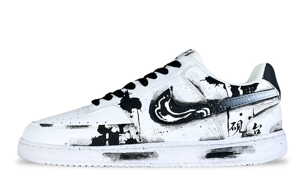 Nike Court Vision 1 Fairyland, Inkstone Abrasion Resistant Low Top Skateboard Shoes Men's Black White