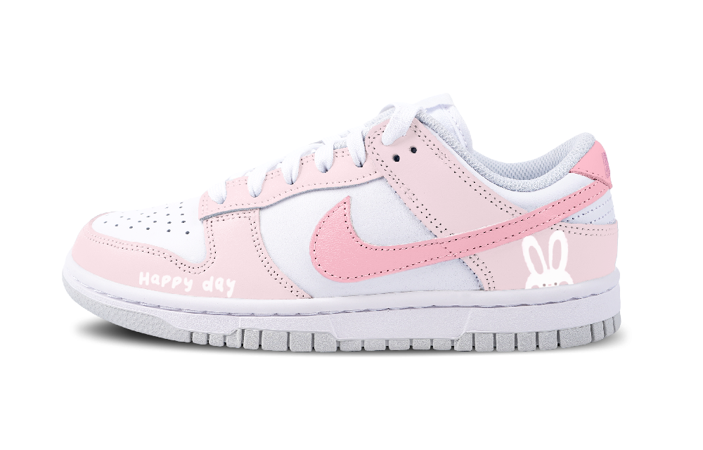 Nike Dunk Anti-Slip Wear-Resistant Low-Top Skateboard Shoes Women's Pink White Gray