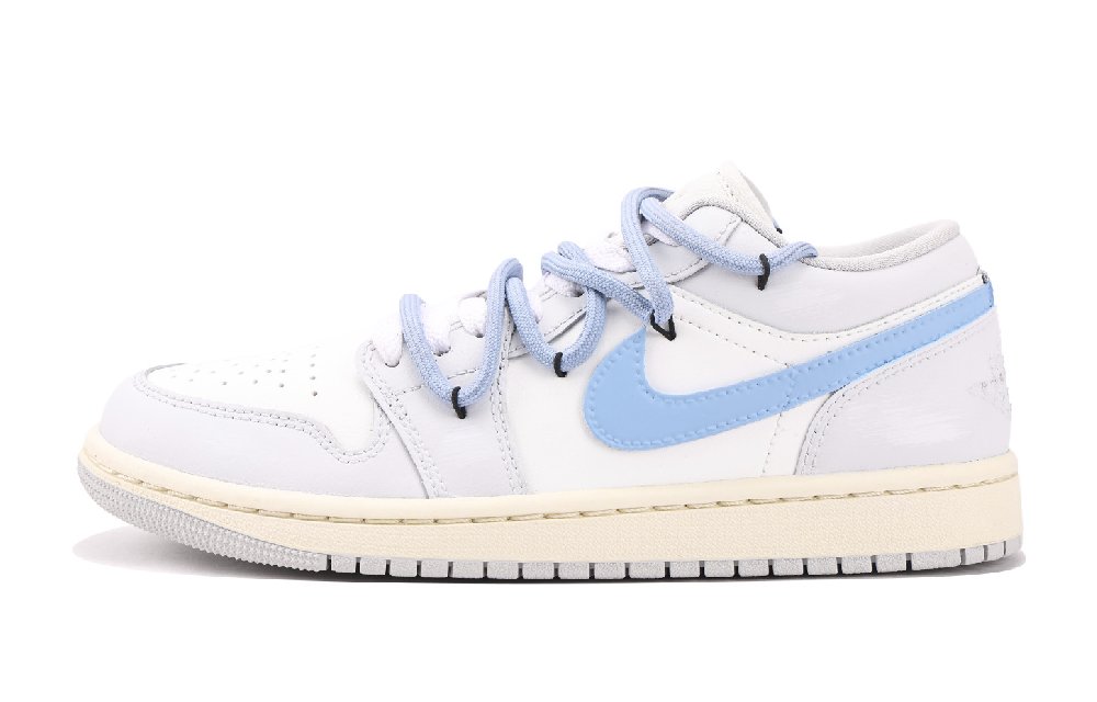 Jordan Air Jordan 1 Slip Resistant And Abrasion Resistant Coverage Low Top Vintage Basketball Shoes Women's Gray White