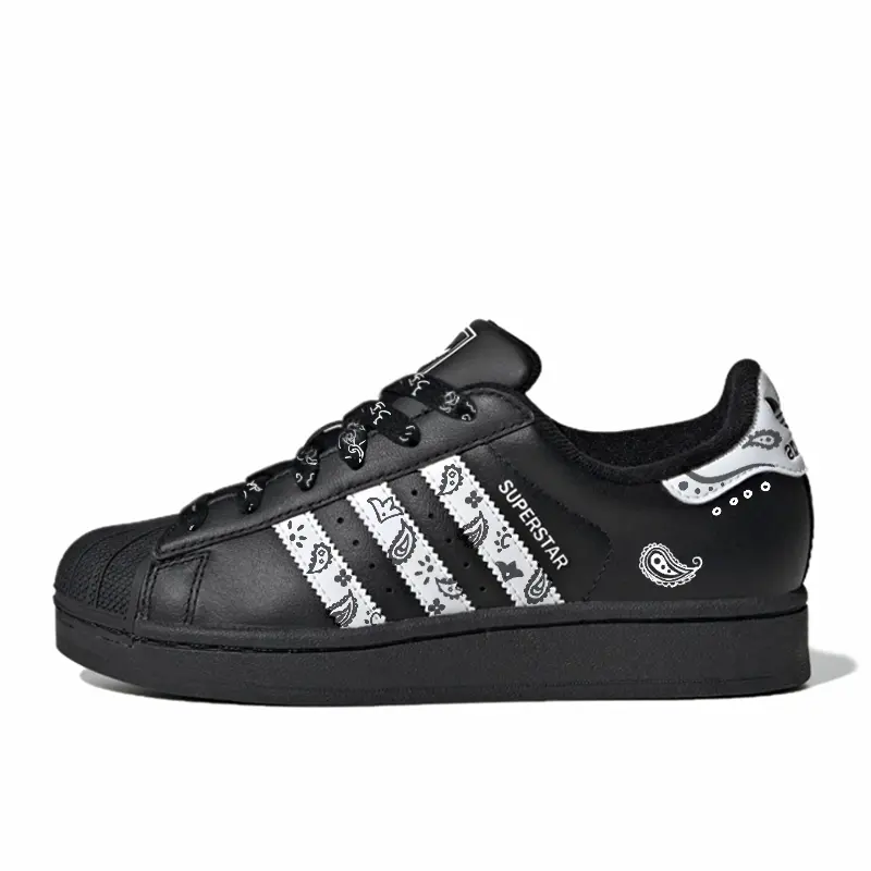 Adidas Originals Superstar 2 Black Shell Cashews Abrasion Resistant Low top Skateboard Shoes Unisex Black White
