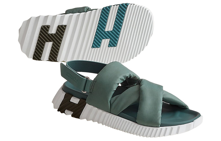 HERMES Electric Beach Sandals Women's Green