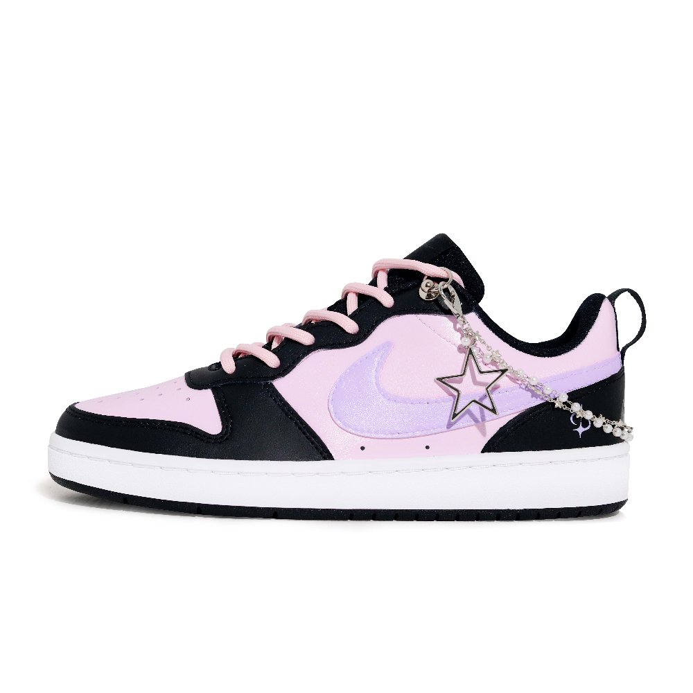 Nike Court Borough Purple Universe Star Cosmos Lightweight And Breathable Low Top Skateboard Shoes GS Black Purple Red