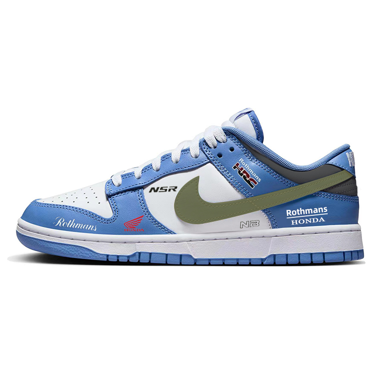 Nike Dunk Classic Vintage Versatile Anti-Slip Wear-Resistant Low-Top Skateboard Shoes Unisex Blue White
