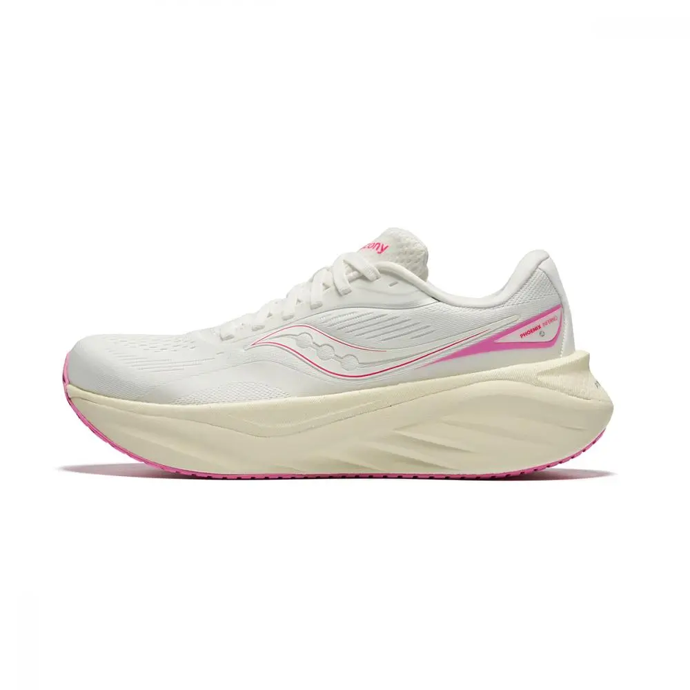 Saucony PHOENIX INFERNO 4 Slip Resistant Breathable Cushioning Low Top Running Shoes Women's White Pink