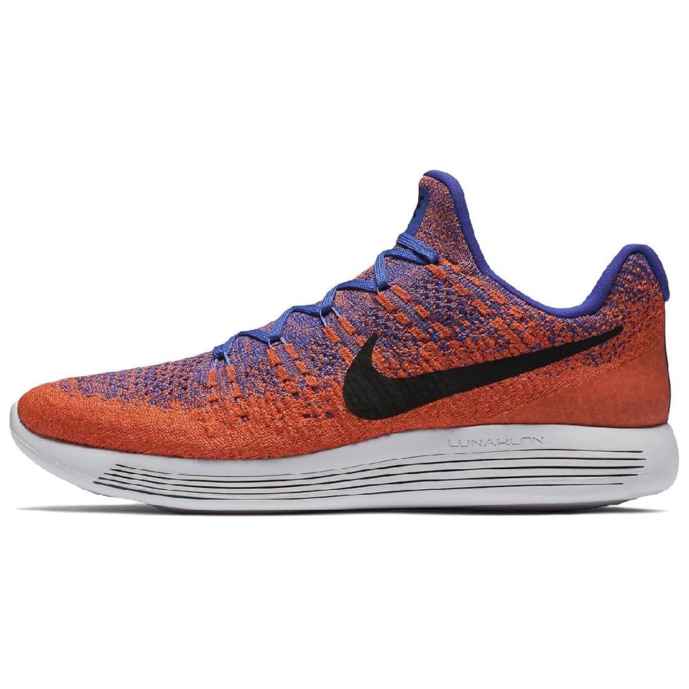 Nike LunarEpic Flyknit 2 Anti Slip Wear Resistant Low Top Casual Running Shoes Men's Orange Blue