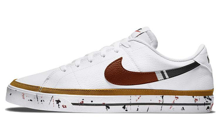 Nike Court Legacy Slip-Resistant Low-Top Skateboard Shoes Men's White Black Red