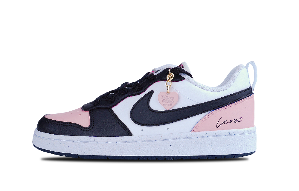 Nike Court Borough Slip Resistant Low Top Skateboard Shoes GS Black Pink