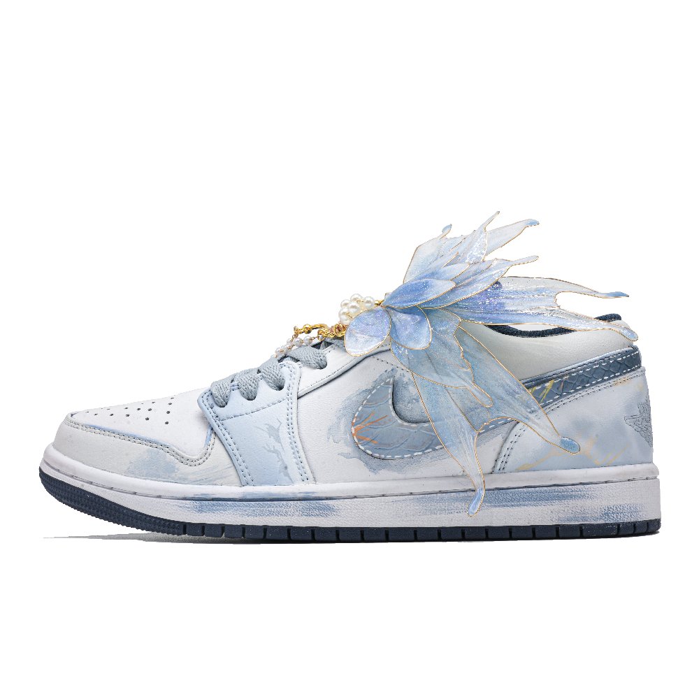 Jordan Air Jordan 1 Low Top Vintage Basketball Shoes Unisex Ice Blue