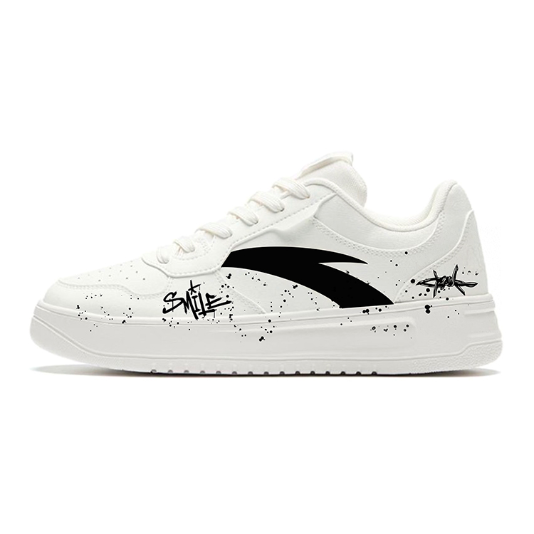 Anta Life Collection Slip-Resistant Cushioning Low-Top Skateboard Shoes Men's White Black
