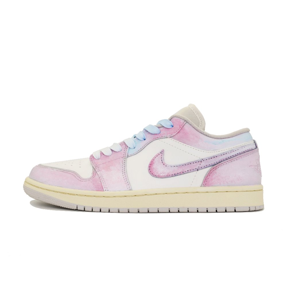 Jordan AJ1 Cotton Candy Abrasion Resistant Low Top Vintage Basketball Shoes Unisex Pink Blue Gradient