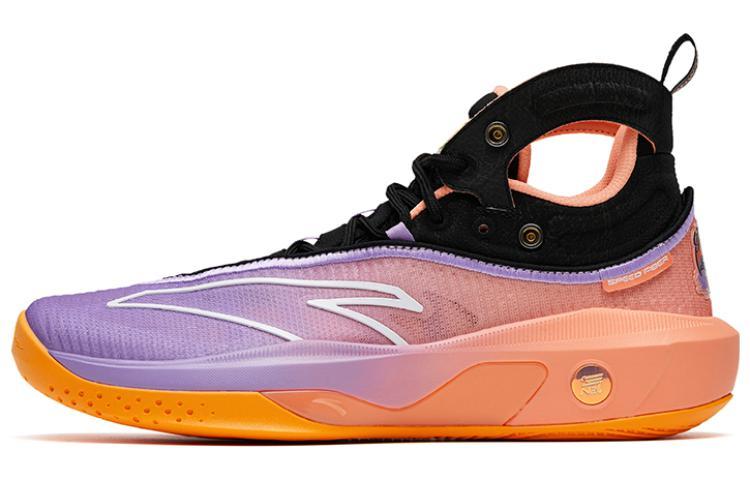Anta KT8 Evening Glow Cushioning Anti-Slip And Wear-Resistant High-Top Performance Basketball Shoes Orange Purple Black