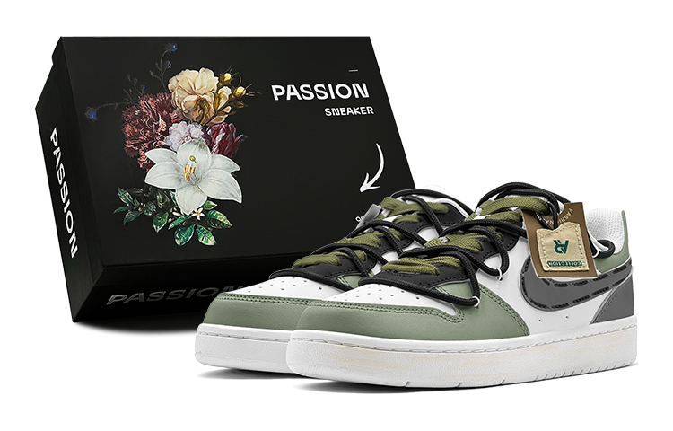 Nike Court Borough Styling Jungle Charm Deconstruction Design Casual Detachable Charm Low-Top Skateboard Shoes GS Green