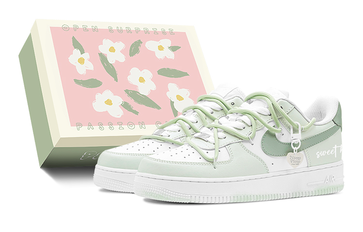 Nike Air Force 1 Air Force 1 Low-Top Skateboard Shoes GS Green White