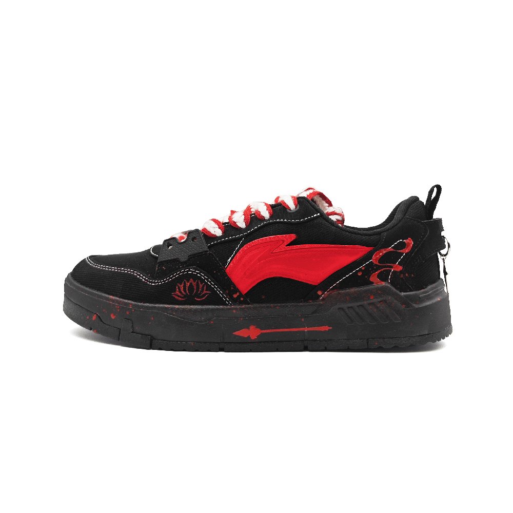 LiNing Yuan Chu Slip Resistant, Abrasion Resistant, Breathable Low Top Skateboard Shoes Men's Black Red
