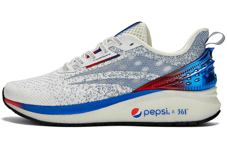 Pepsi x 361° QU!KFOAM Cushioned Slip Resistant Abrasion Resistant Low Top Running Shoes Men's White Blue