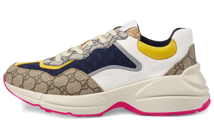 GUCCI Rhyton Chunky Sneakers Men Low-Top Beige/Ebony