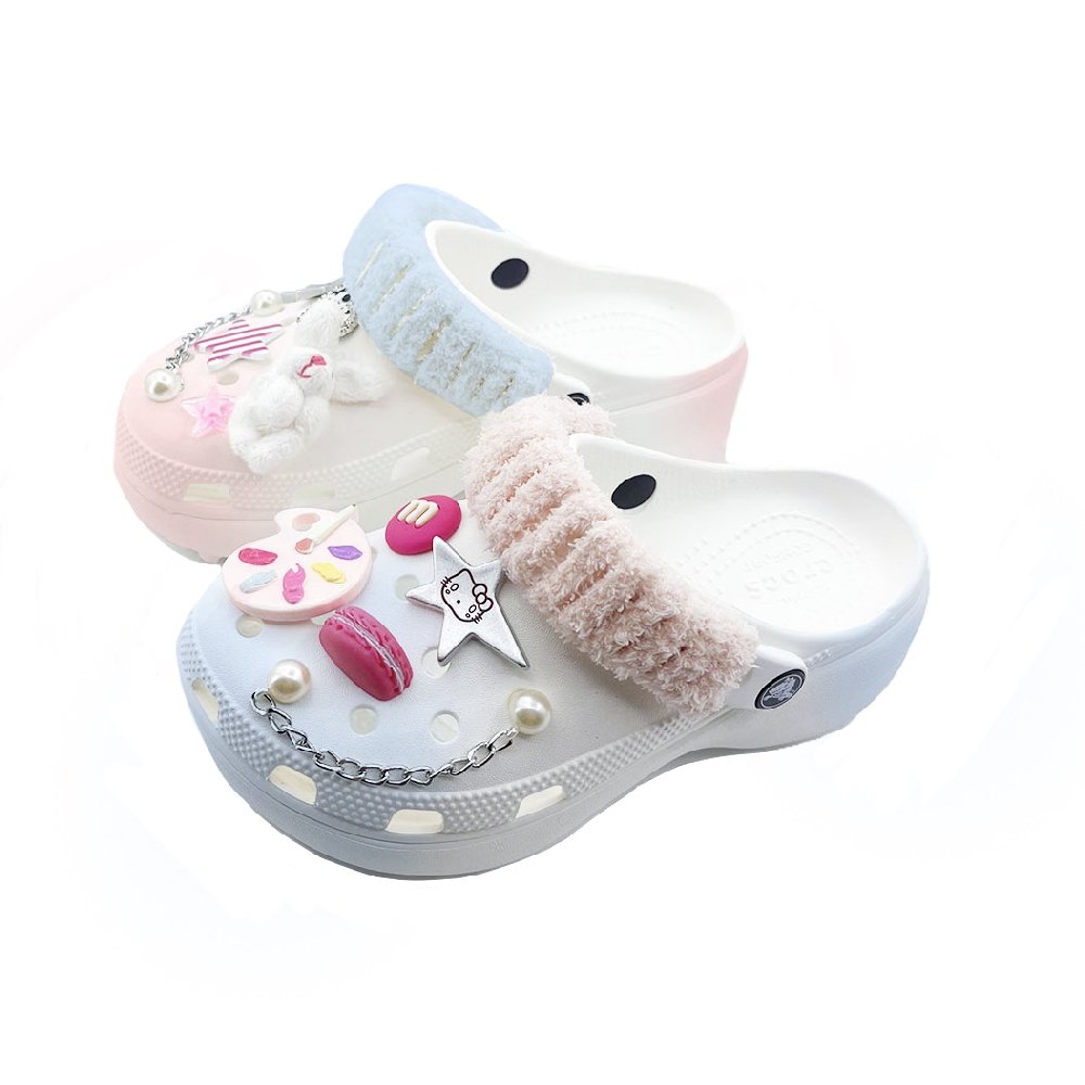 Crocs Classic Platform Clog Pink Blue Mismatched Party Beach Girlish Campus Style Clogs Unisex Blue Pink