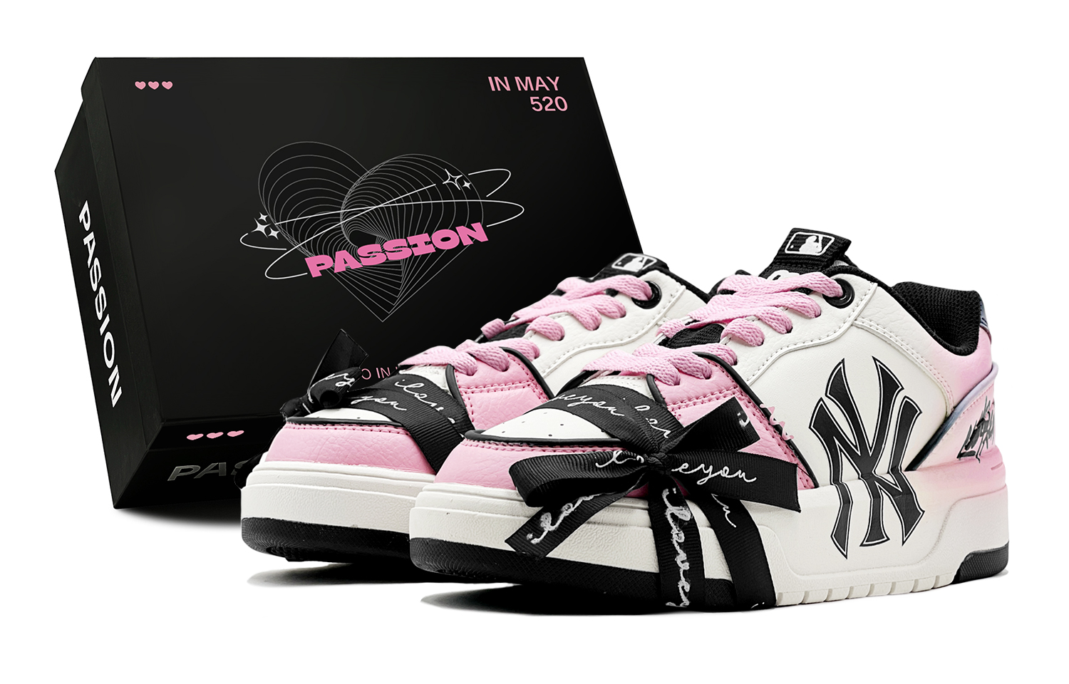 MLB Chunky Liner Romantic Casual Dreamy Alice Low-Top Skateboard Shoes Unisex Pink White